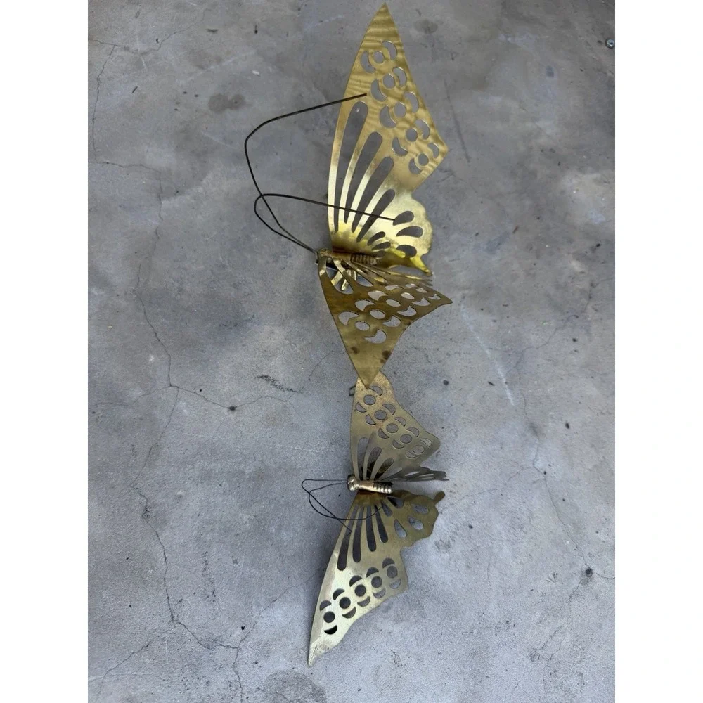 vintage 1970s brass butterfly wall Art  decor Set Of 2 Made In Korea